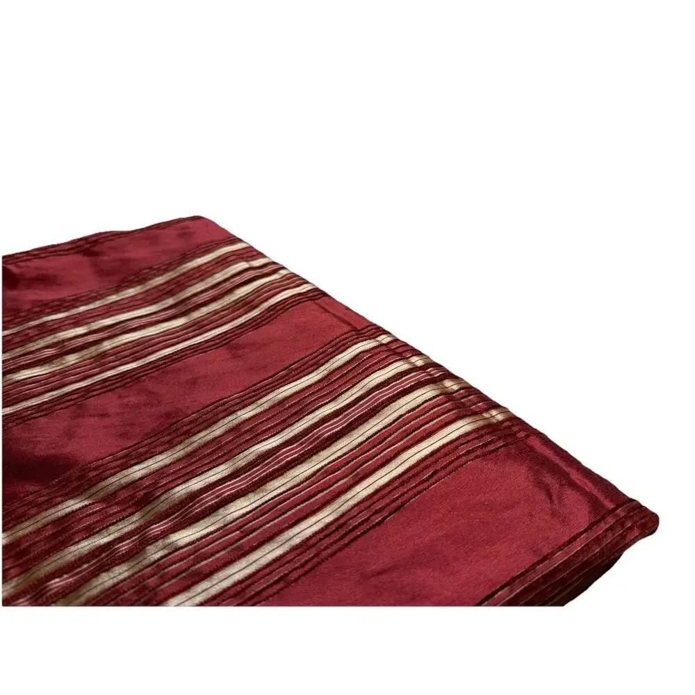 Waverly Fabric Shower Curtain Red Gold Stripe Faux Satin Silky Luxury Bathroom